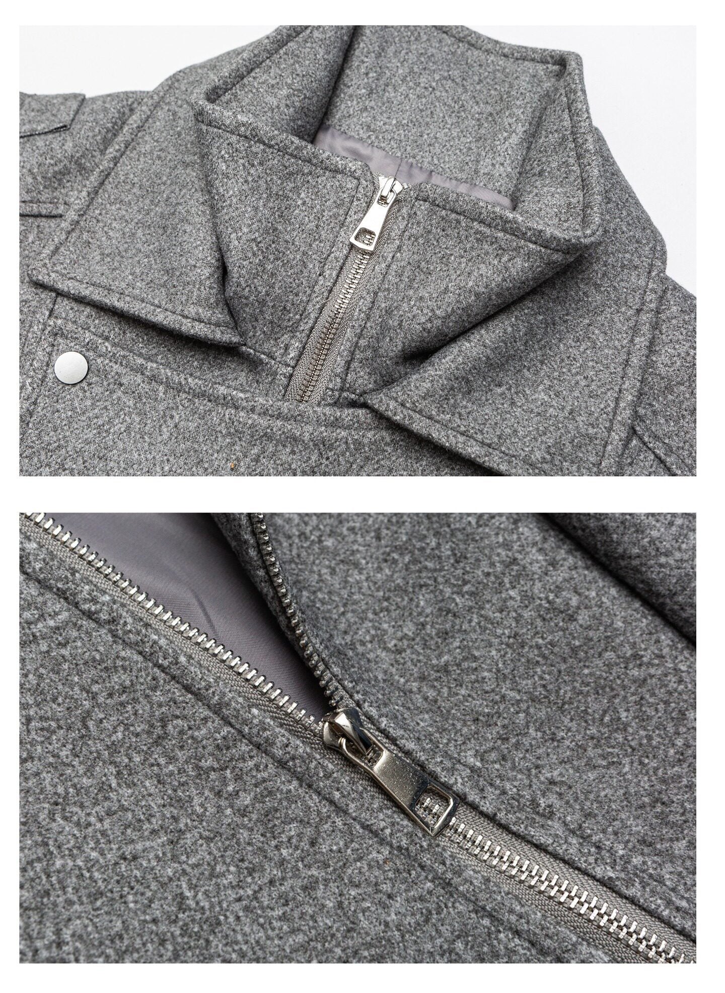 American Retro Wool Lapel Motorcycle Jacket - Cropped Unisex Autumn Winter Coat