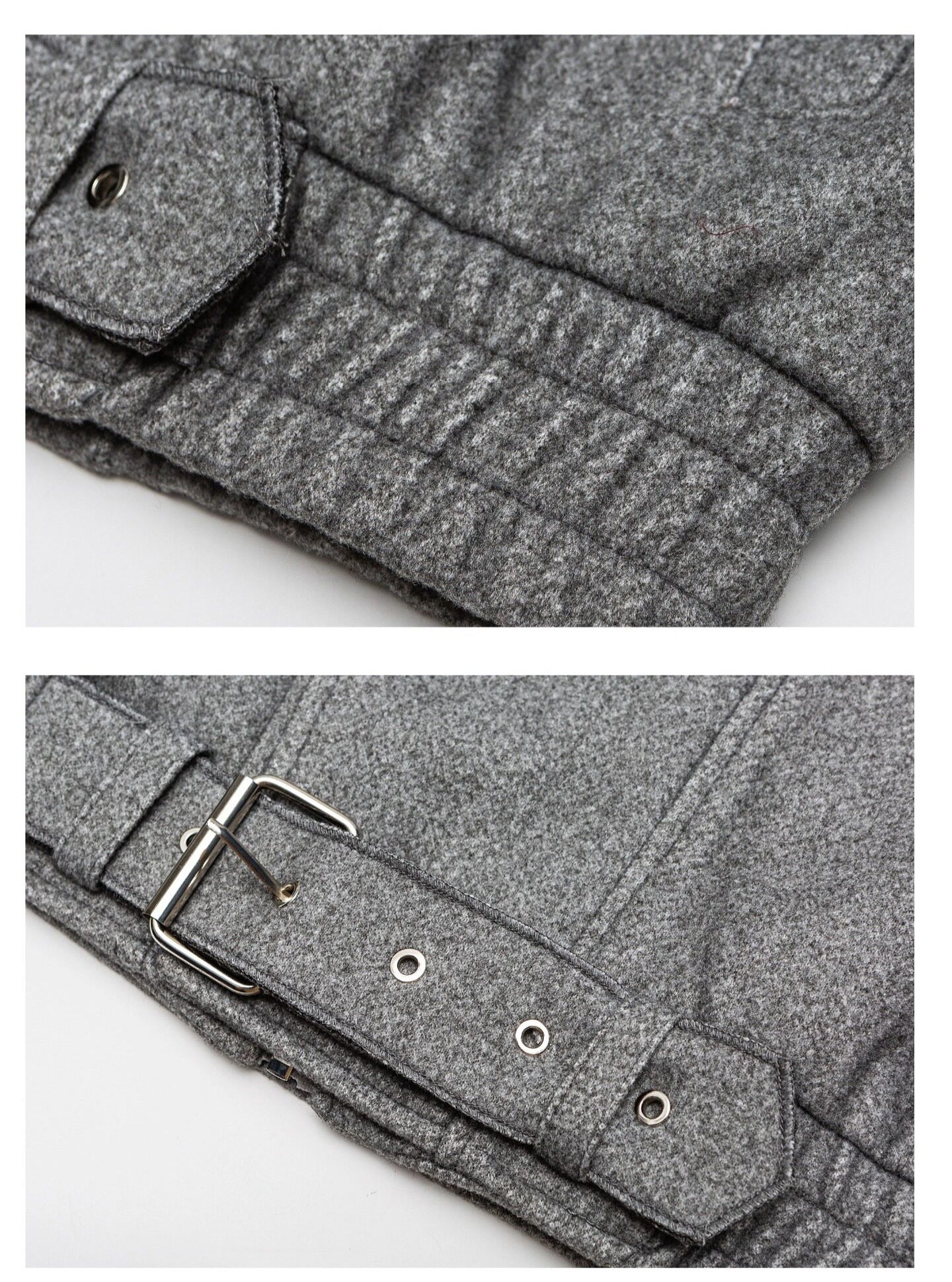 American Retro Wool Lapel Motorcycle Jacket - Cropped Unisex Autumn Winter Coat