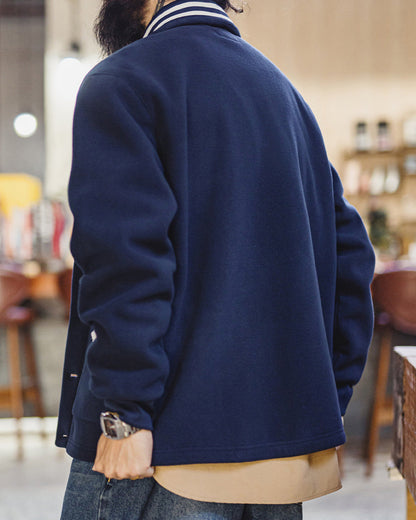 Vintage Green Fleece Cardigan Jacket – Oversized Cropped Baseball Streetwear