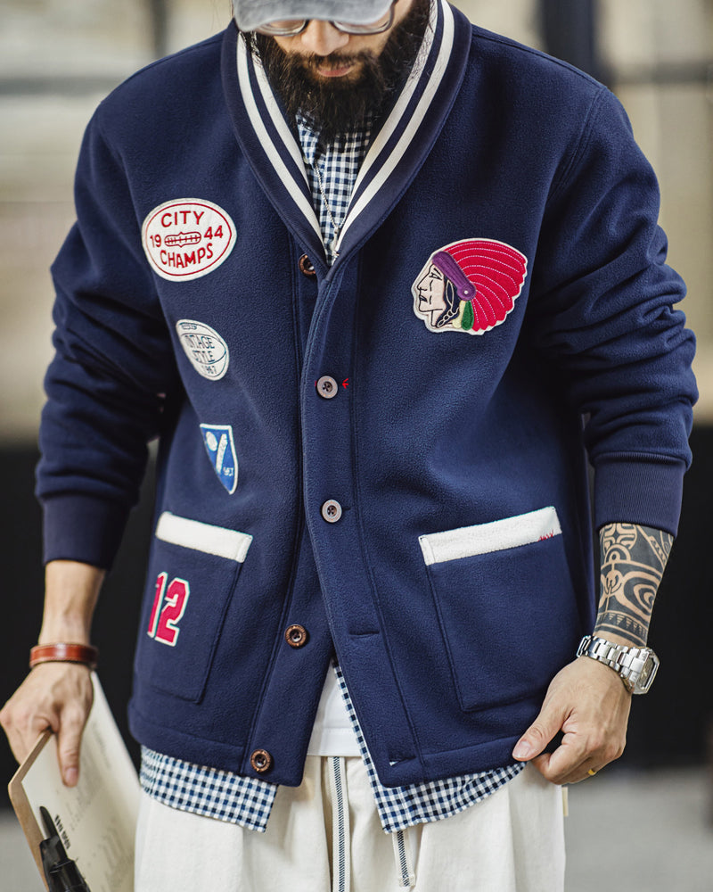 Vintage Green Fleece Cardigan Jacket – Oversized Cropped Baseball Streetwear