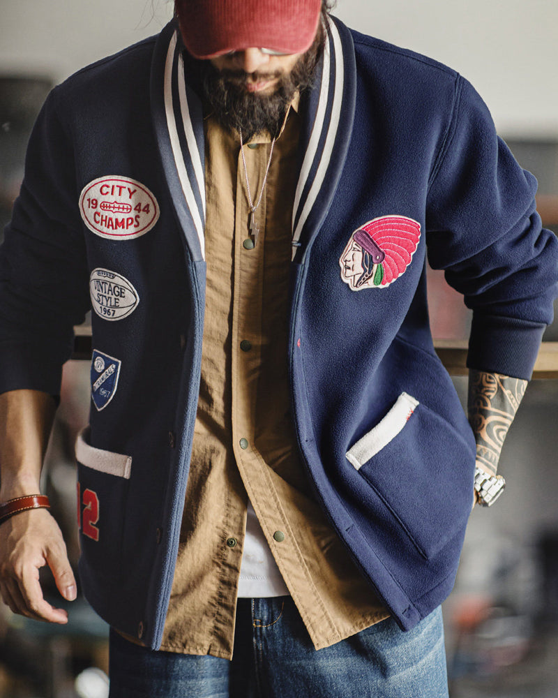 Vintage Green Fleece Cardigan Jacket – Oversized Cropped Baseball Streetwear