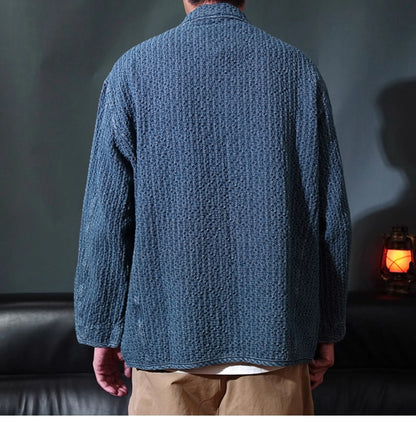 Ami Ka Chi Autumn vintage multi-pocket disc buckle cargo coat autumn loose lapel wash jacket tide
