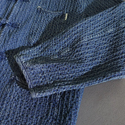 Ami Ka Chi Autumn vintage multi-pocket disc buckle cargo coat autumn loose lapel wash jacket tide