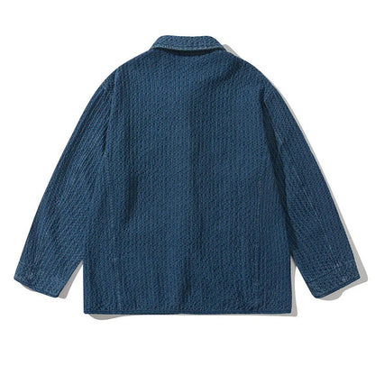 Ami Ka Chi Autumn vintage multi-pocket disc buckle cargo coat autumn loose lapel wash jacket tide