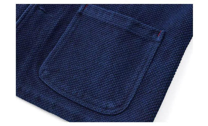 Japanese Vintage Plant Indigo Heavy French Cargo Jacket – Multi-Pocket Lapel Workwear – Japanese vintage | yamalin clothes | Yamalinclothes