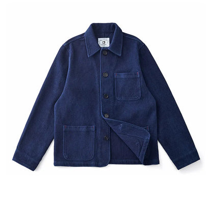 Japanese Vintage Plant Indigo Heavy French Cargo Jacket – Multi-Pocket Lapel Workwear – Japanese vintage | yamalin clothes | Yamalinclothes