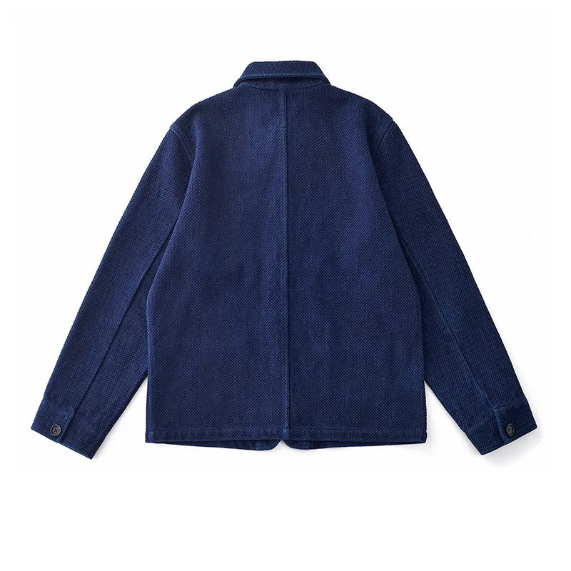 Japanese Vintage Plant Indigo Heavy French Cargo Jacket – Multi-Pocket Lapel Workwear – Japanese vintage | yamalin clothes | Yamalinclothes