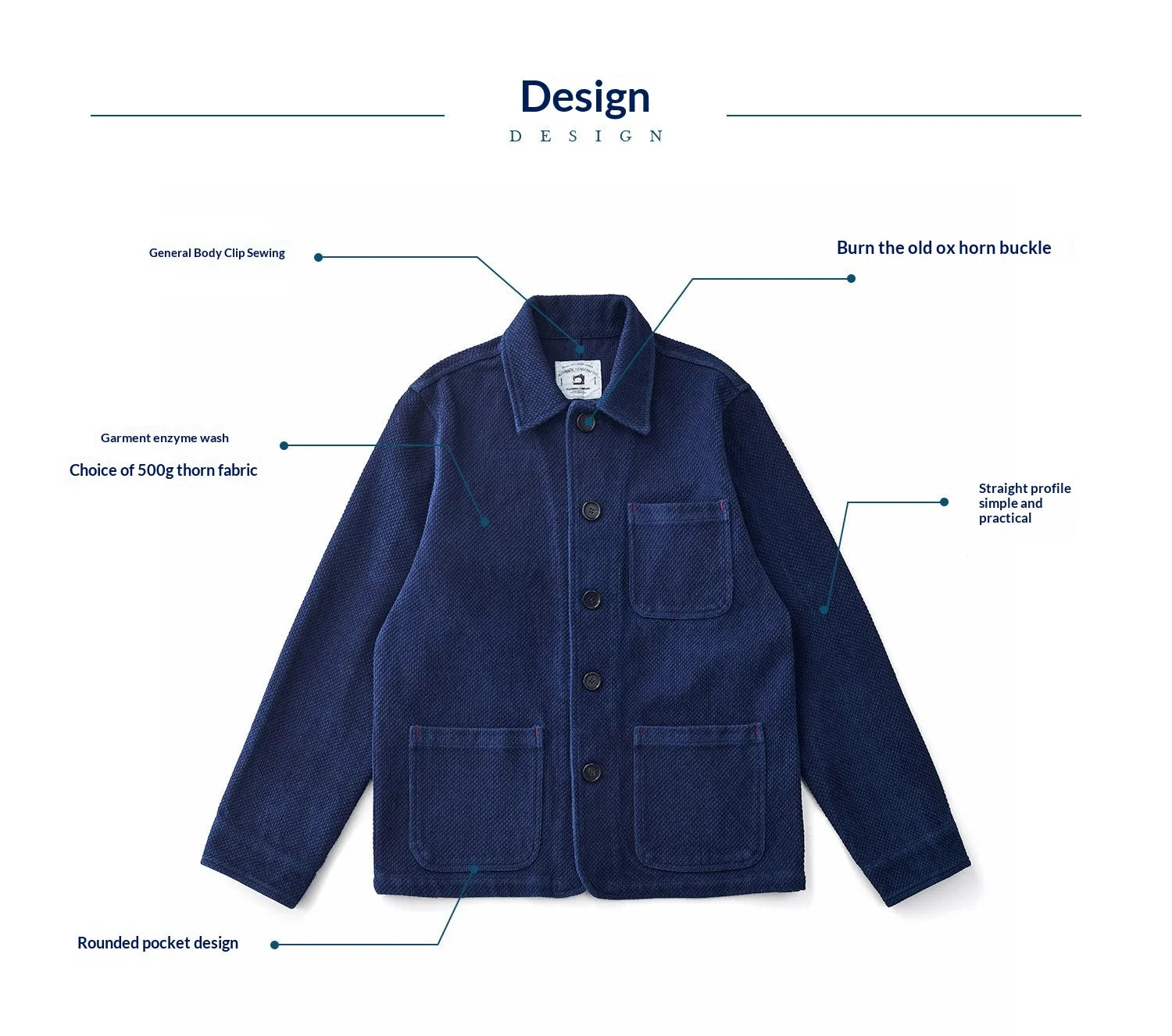 Japanese Vintage Plant Indigo Heavy French Cargo Jacket – Multi-Pocket Lapel Workwear – Japanese vintage | yamalin clothes | Yamalinclothes