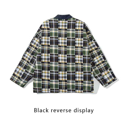 Japanese retro splicing double-sided wearing robe casual coat