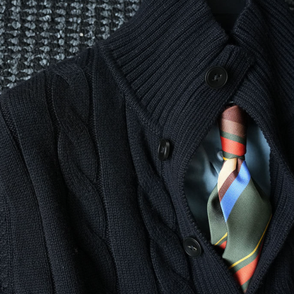 Twist Knit Collar Jacket – Old Money Wool Blend Men