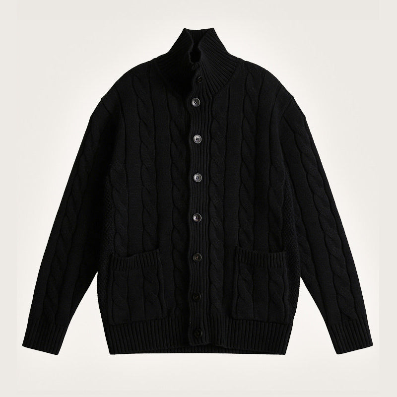 Twist Knit Collar Jacket – Old Money Wool Blend Men – Japanese vintage | fall outfits 2026 | fall winter outfits | classy winter outfits | lazy comfy outfits | japanese streetwear | vintage workwear | yamalin clothes | Yamalinclothes