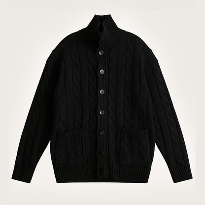 Twist Knit Collar Jacket – Old Money Wool Blend Men – Japanese vintage | fall outfits 2026 | fall winter outfits | classy winter outfits | lazy comfy outfits | japanese streetwear | vintage workwear | yamalin clothes | Yamalinclothes