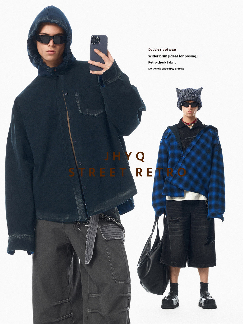 Vintage Reversible Hooded Plaid Jacket – Heavy Dual-Wear (Unisex)