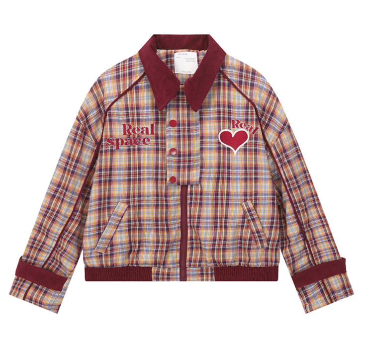 Plaid Embroidery Contrast Casual Jacket – Hold Colour Unisex