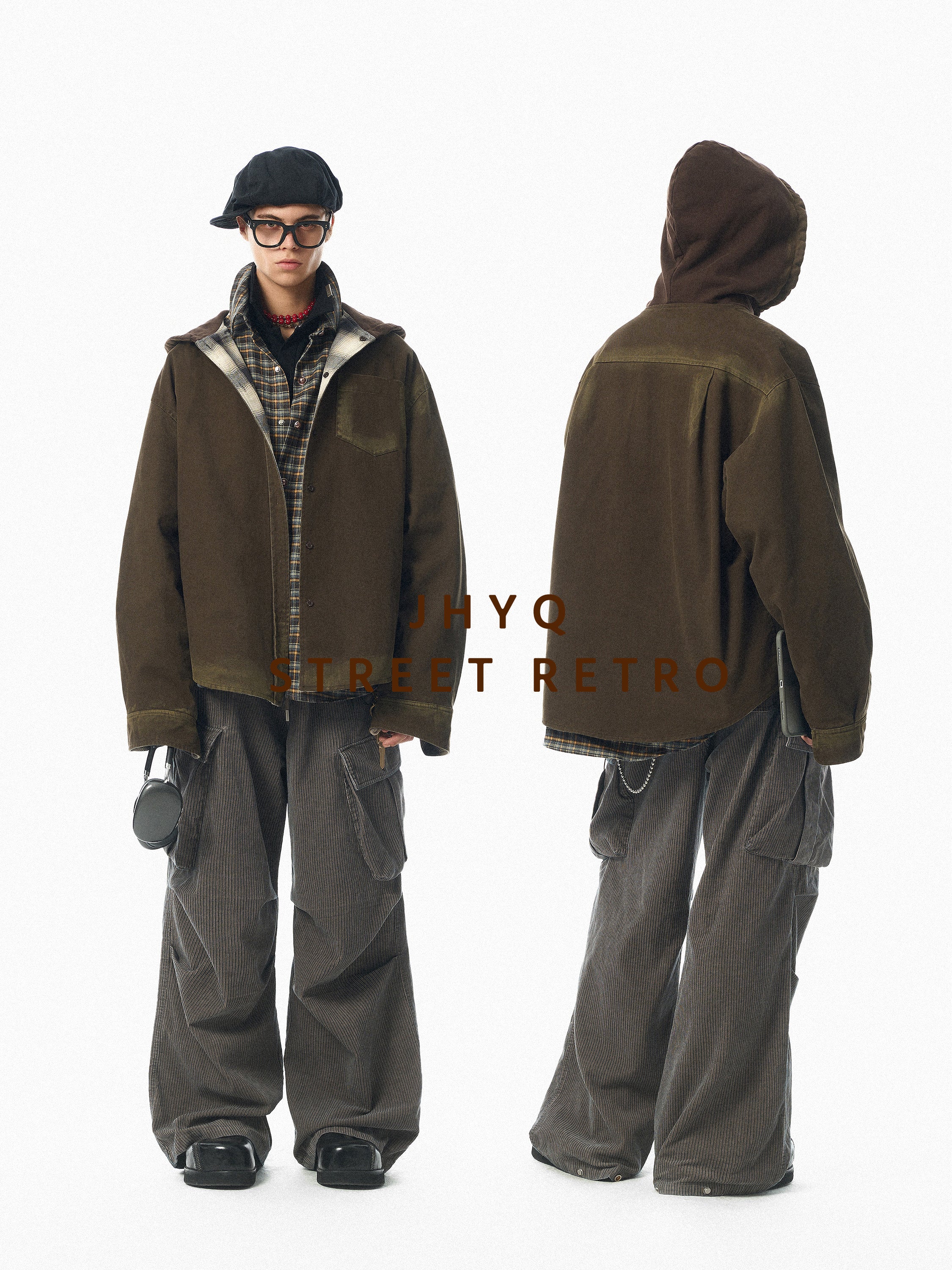 Vintage Reversible Hooded Plaid Jacket – Heavy Dual-Wear (Unisex)