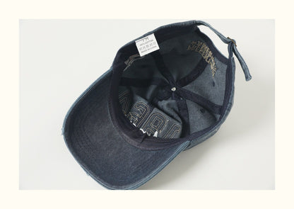 Hats for men and women, face-enhancing small baseball caps, Korean style washed digital appliqué baseball caps, men's spring/summer Japanese style