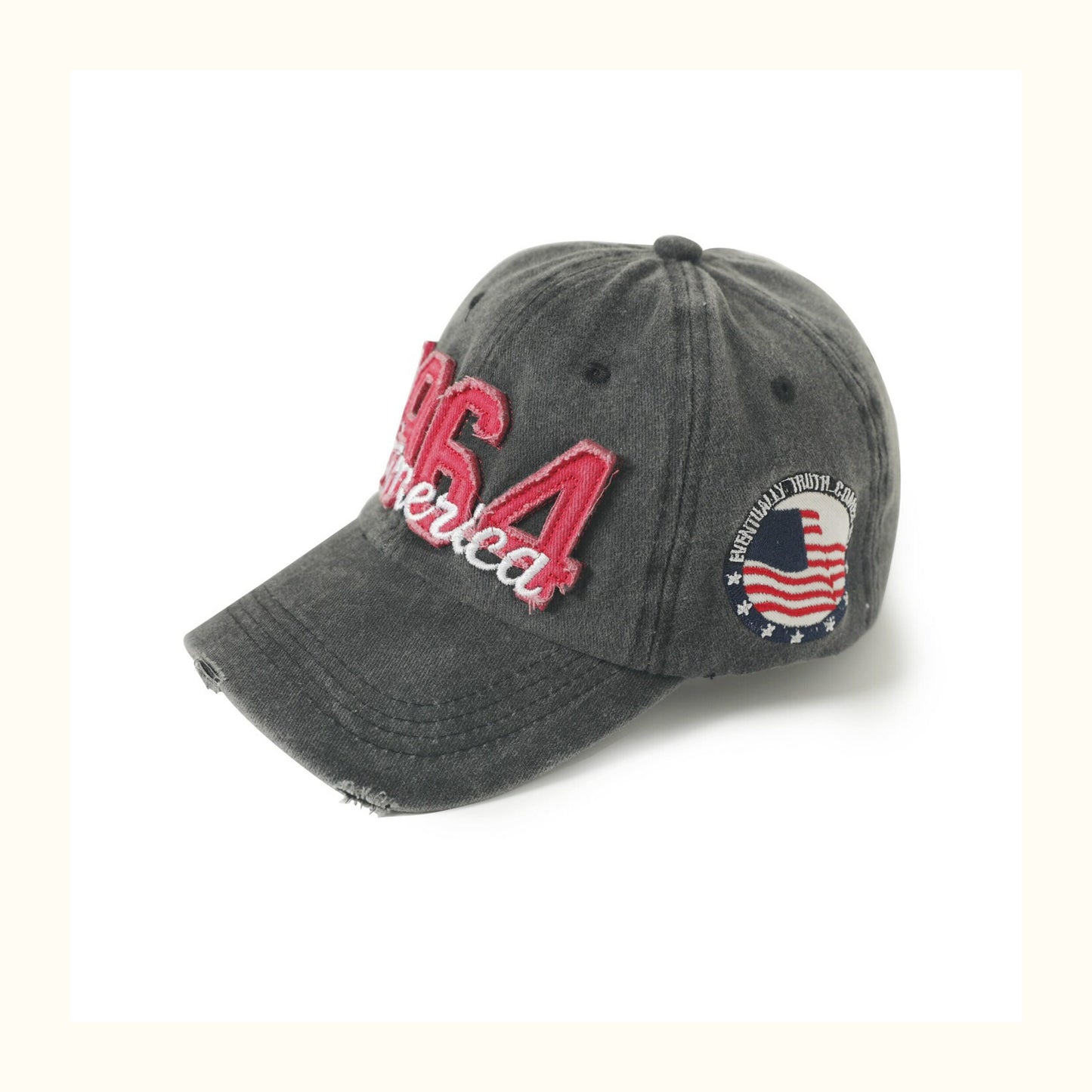 Hats for men and women, face-enhancing small baseball caps, Korean style washed digital appliqué baseball caps, men's spring/summer Japanese style