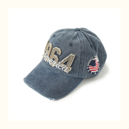 Hats for men and women, face-enhancing small baseball caps, Korean style washed digital appliqué baseball caps, men's spring/summer Japanese style