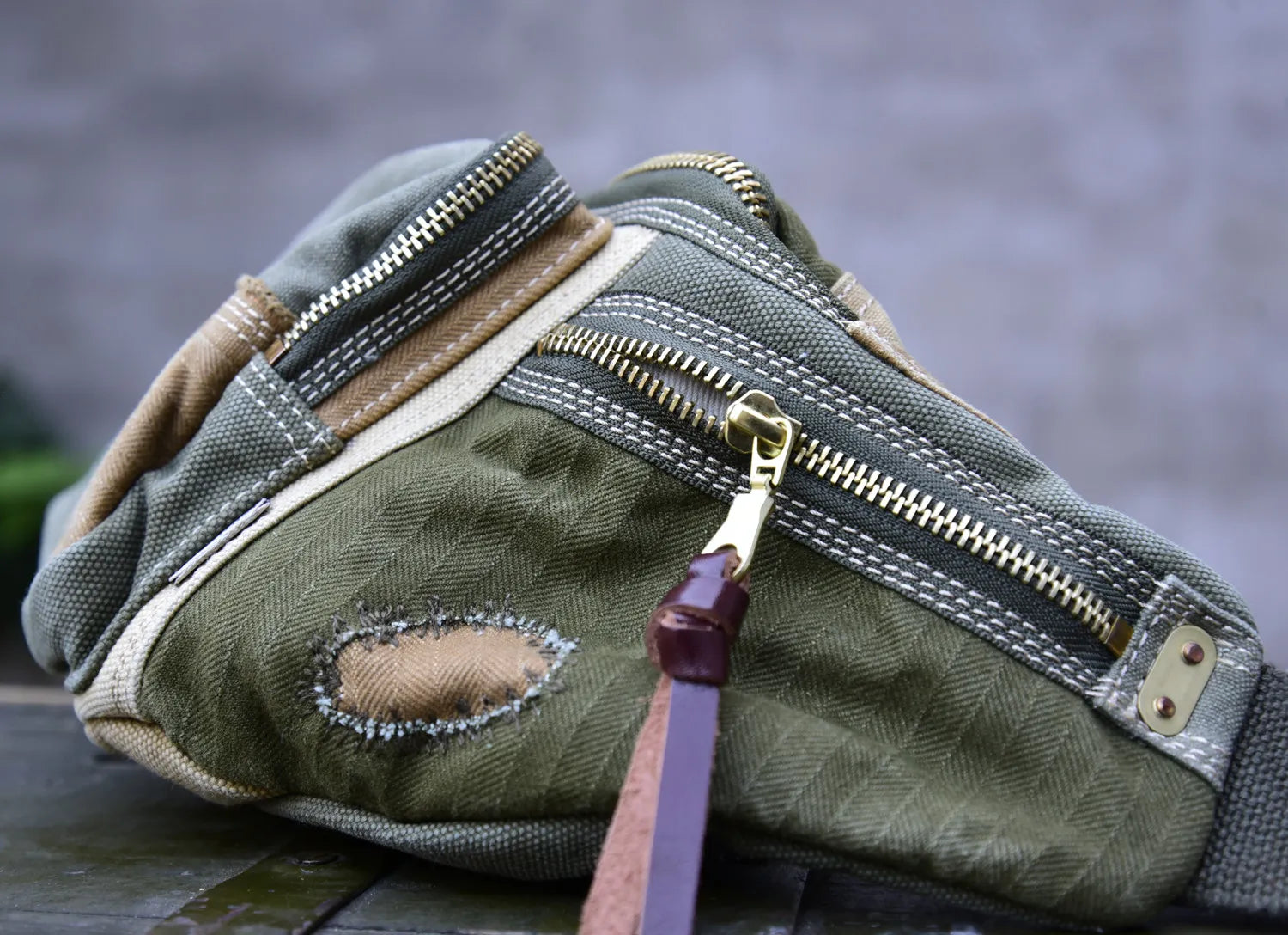 Vintage Distressed Patchwork Crossbody Chest Bag – Japanese Streetwear Unisex Fanny Pack – Japanese vintage | yamalin clothes | Yamalinclothes