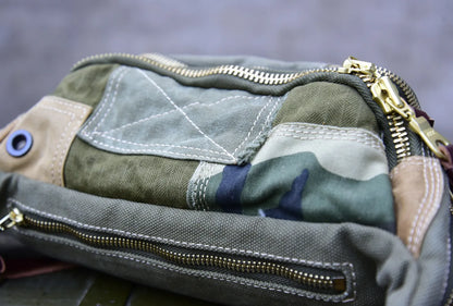 Vintage Distressed Patchwork Crossbody Chest Bag – Japanese Streetwear Unisex Fanny Pack – Japanese vintage | yamalin clothes | Yamalinclothes