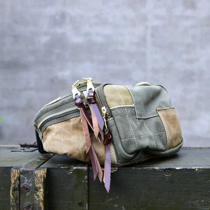 Vintage Distressed Patchwork Crossbody Chest Bag – Japanese Streetwear Unisex Fanny Pack – Japanese vintage | yamalin clothes | Yamalinclothes