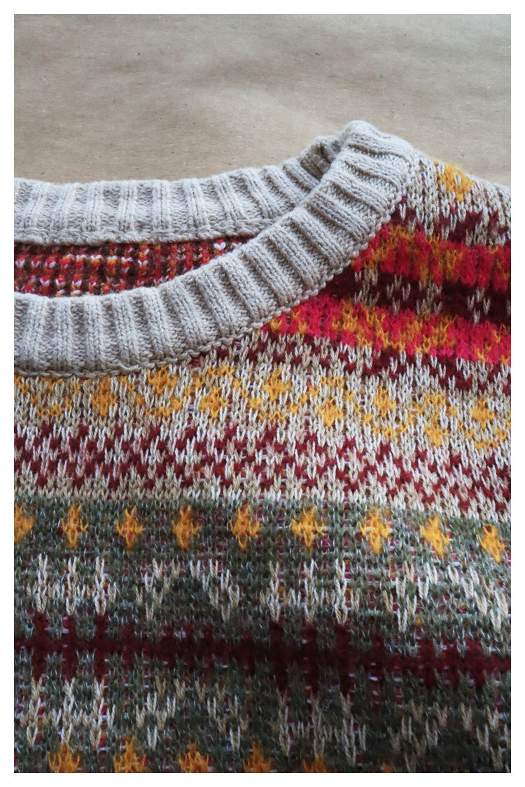 KA33 In stock, Japanese retro bone rib stripe knitted sweater pullover powder