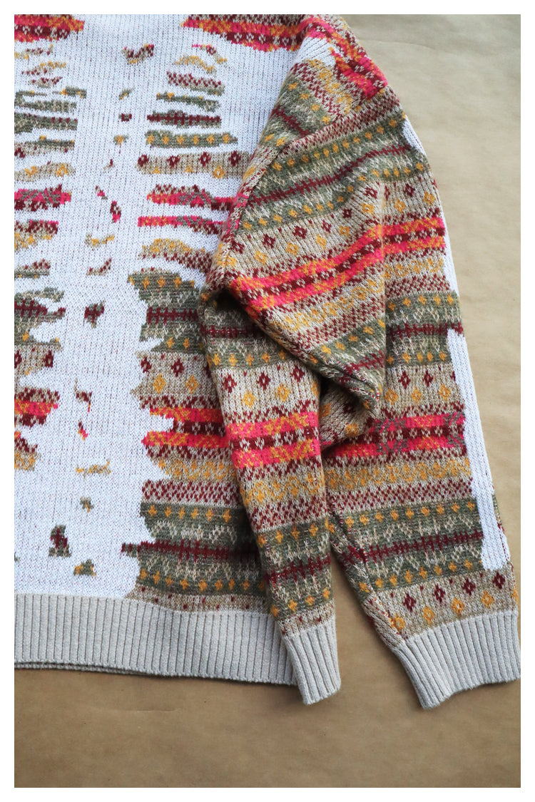 KA33 In stock, Japanese retro bone rib stripe knitted sweater pullover powder