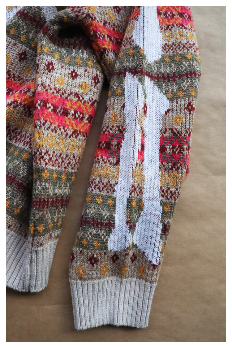 KA33 In stock, Japanese retro bone rib stripe knitted sweater pullover powder