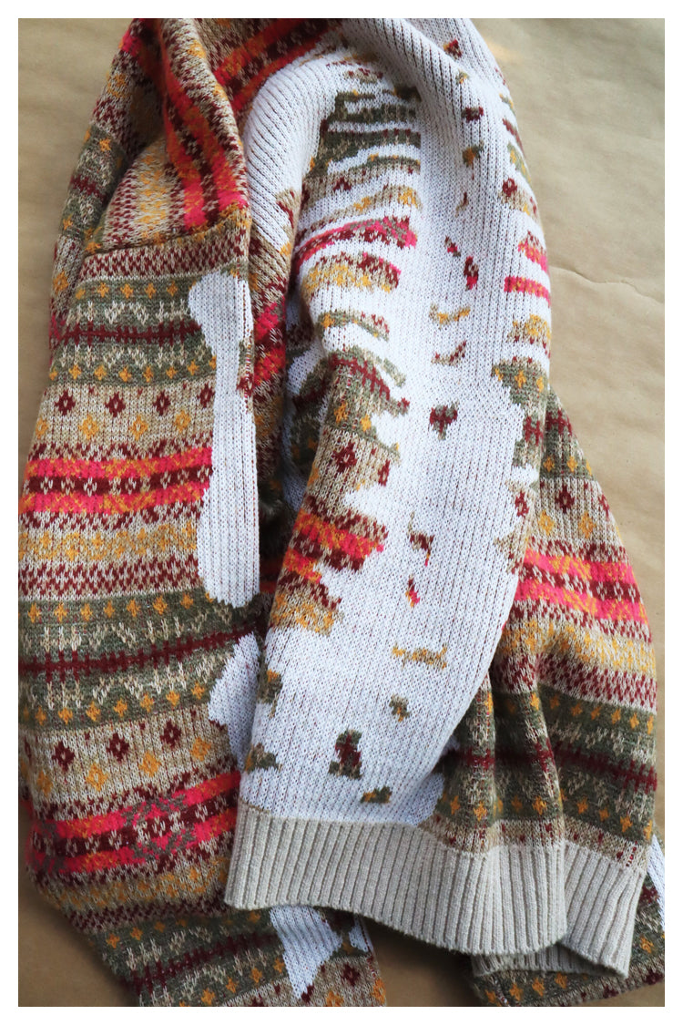KA33 In stock, Japanese retro bone rib stripe knitted sweater pullover powder