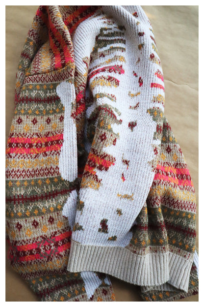 KA33 In stock, Japanese retro bone rib stripe knitted sweater pullover powder