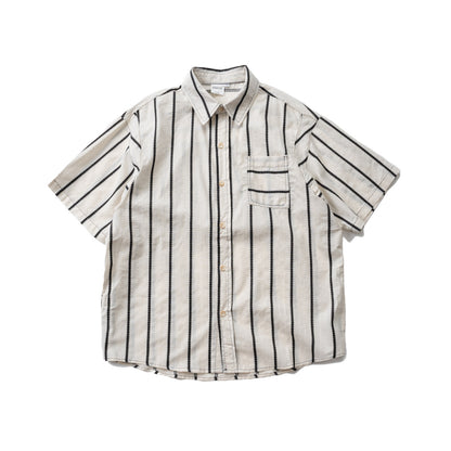 Japanese Striped Short Sleeve Shirt - Loose Casual Breathable Summer Shirt for Men