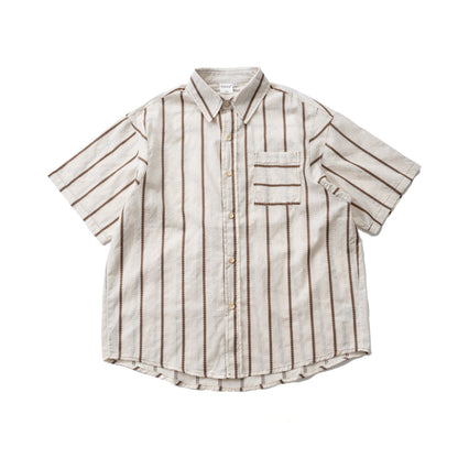 Japanese Striped Short Sleeve Shirt - Loose Casual Breathable Summer Shirt for Men