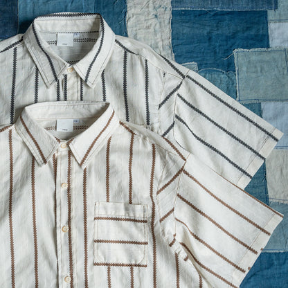 Japanese Striped Short Sleeve Shirt - Loose Casual Breathable Summer Shirt for Men