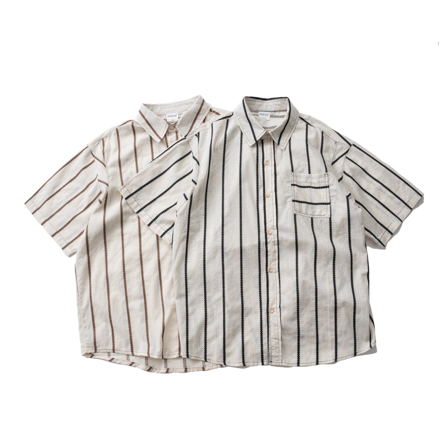 Japanese Striped Short Sleeve Shirt - Loose Casual Breathable Summer Shirt for Men