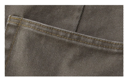 Japanese Vintage Distressed Cargo Pants Men – Pleated Bootcut Wide Leg Cotton Trousers