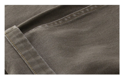 Japanese Vintage Distressed Cargo Pants Men – Pleated Bootcut Wide Leg Cotton Trousers
