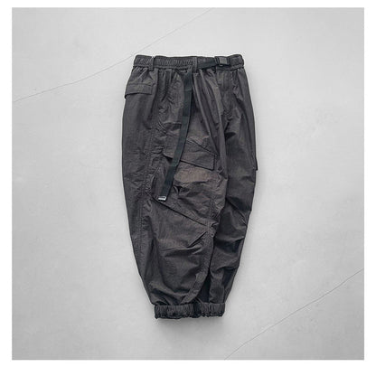 Japanese retro summer thin cargo pants loose wide-leg quick-drying multi-pocket dad pants men's legging casual pants