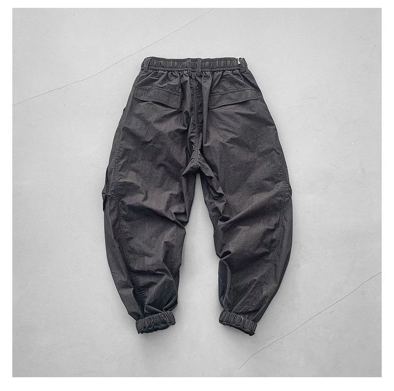 Japanese retro summer thin cargo pants loose wide-leg quick-drying multi-pocket dad pants men's legging casual pants