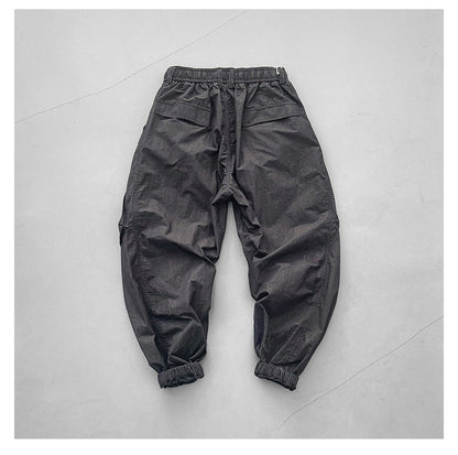 Japanese retro summer thin cargo pants loose wide-leg quick-drying multi-pocket dad pants men's legging casual pants