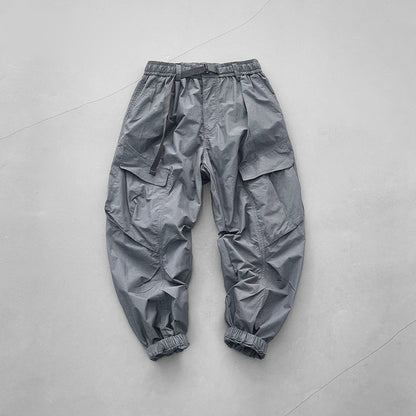 Japanese retro summer thin cargo pants loose wide-leg quick-drying multi-pocket dad pants men's legging casual pants