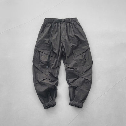 Japanese retro summer thin cargo pants loose wide-leg quick-drying multi-pocket dad pants men's legging casual pants
