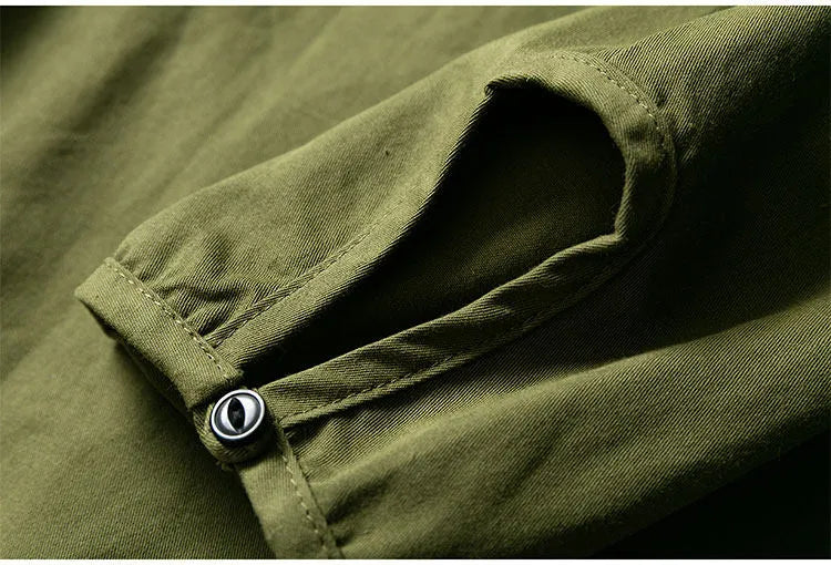 Japanese style men and women loose collarless tooling insert pocket casual all-match jacket shirt details full score