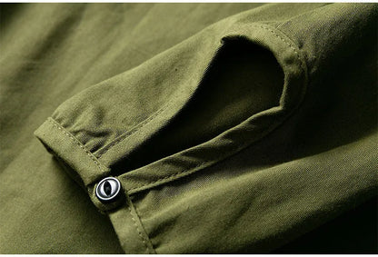 Japanese style men and women loose collarless tooling insert pocket casual all-match jacket shirt details full score