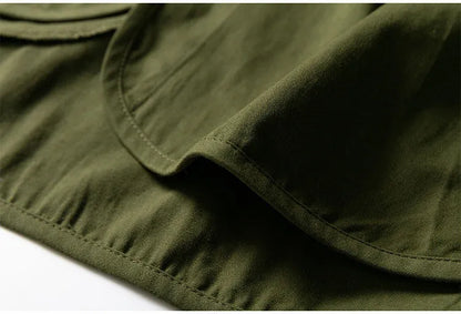 Japanese style men and women loose collarless tooling insert pocket casual all-match jacket shirt details full score