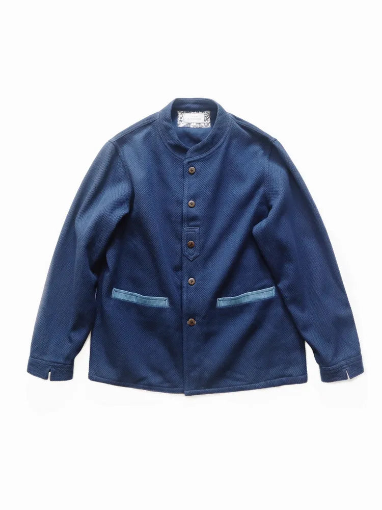 Limited Edition Indigo-Dyed Kendo Uniform Stand Collar Jacket Handmade Sashizi Long Sleeve Vintage Vintage Jacket