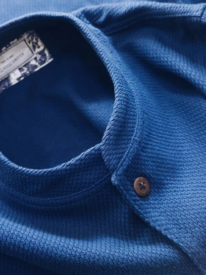 Limited Edition Indigo-Dyed Kendo Uniform Stand Collar Jacket Handmade Sashizi Long Sleeve Vintage Vintage Jacket