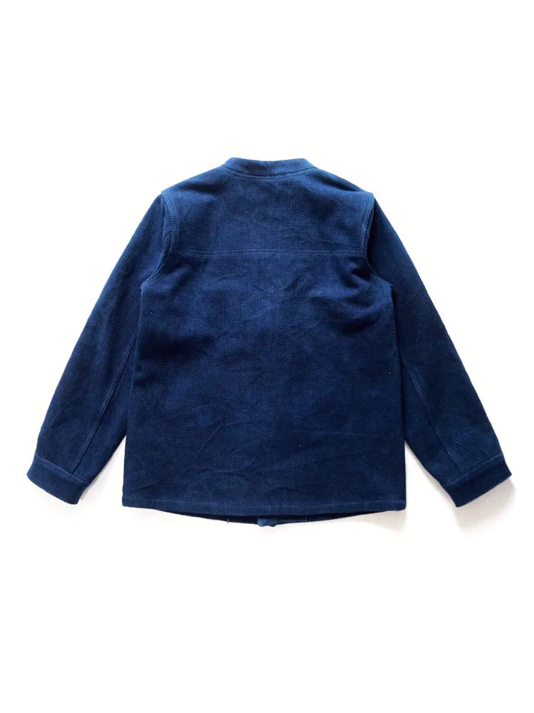 Limited Edition Indigo-Dyed Kendo Uniform Stand Collar Jacket Handmade Sashizi Long Sleeve Vintage Vintage Jacket