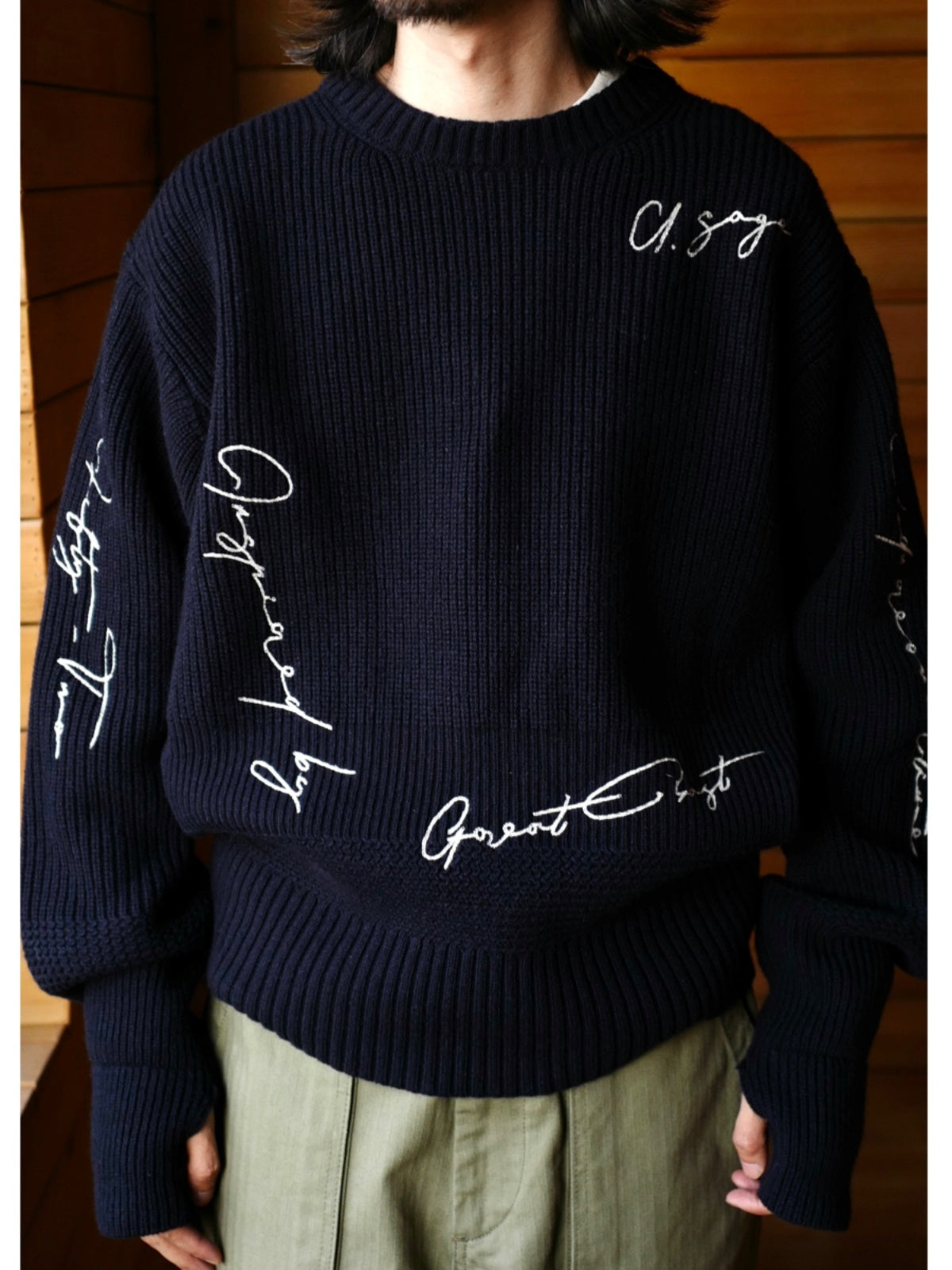 U.Sage FW24 USAGE Sailor Sweater Vintage all-wool signature embroidered sailor sweater