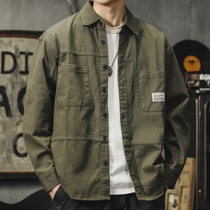 American cargo shirt jacket jacket men's 2026 fall/winter new loose Japanese retro casual long-sleeved shirt | Japanese vintage | yamalin clothes | Yamalinclothes