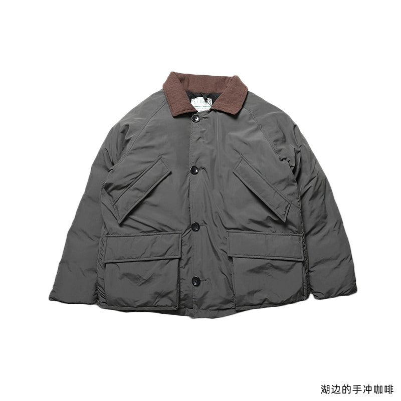 Japanese casual retro hunting suit corduroy collar and fleece inner down jacket thick to carry the cold